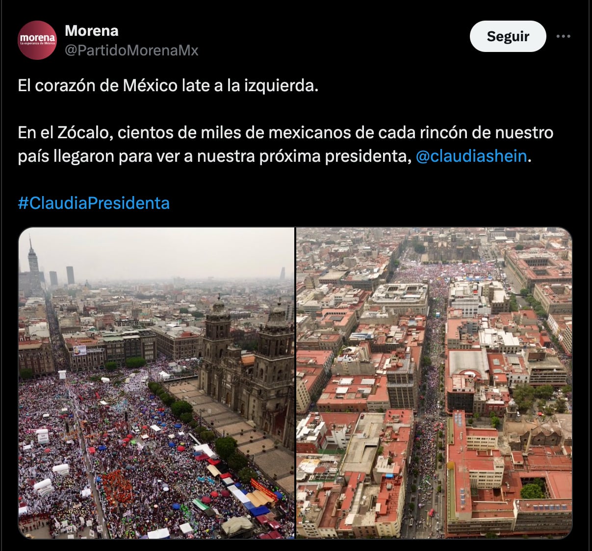 Morena-Zócalo-Claudia Sheinbaum-Elecciones 2024-México-29 de mayo