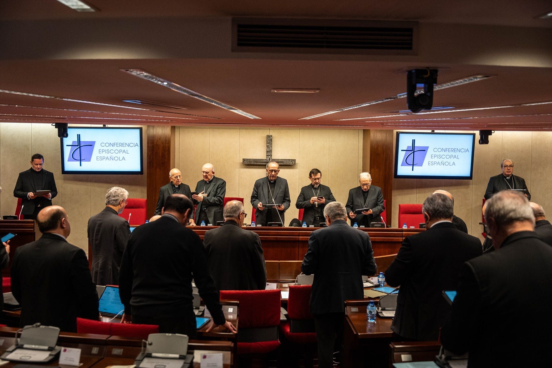 Celebración de la 124ª Asamblea Plenaria, en la sede de la Conferencia Episcopal Española (CEE), el pasado mes de marzo. (Matias Chiofalo / Europa Press)