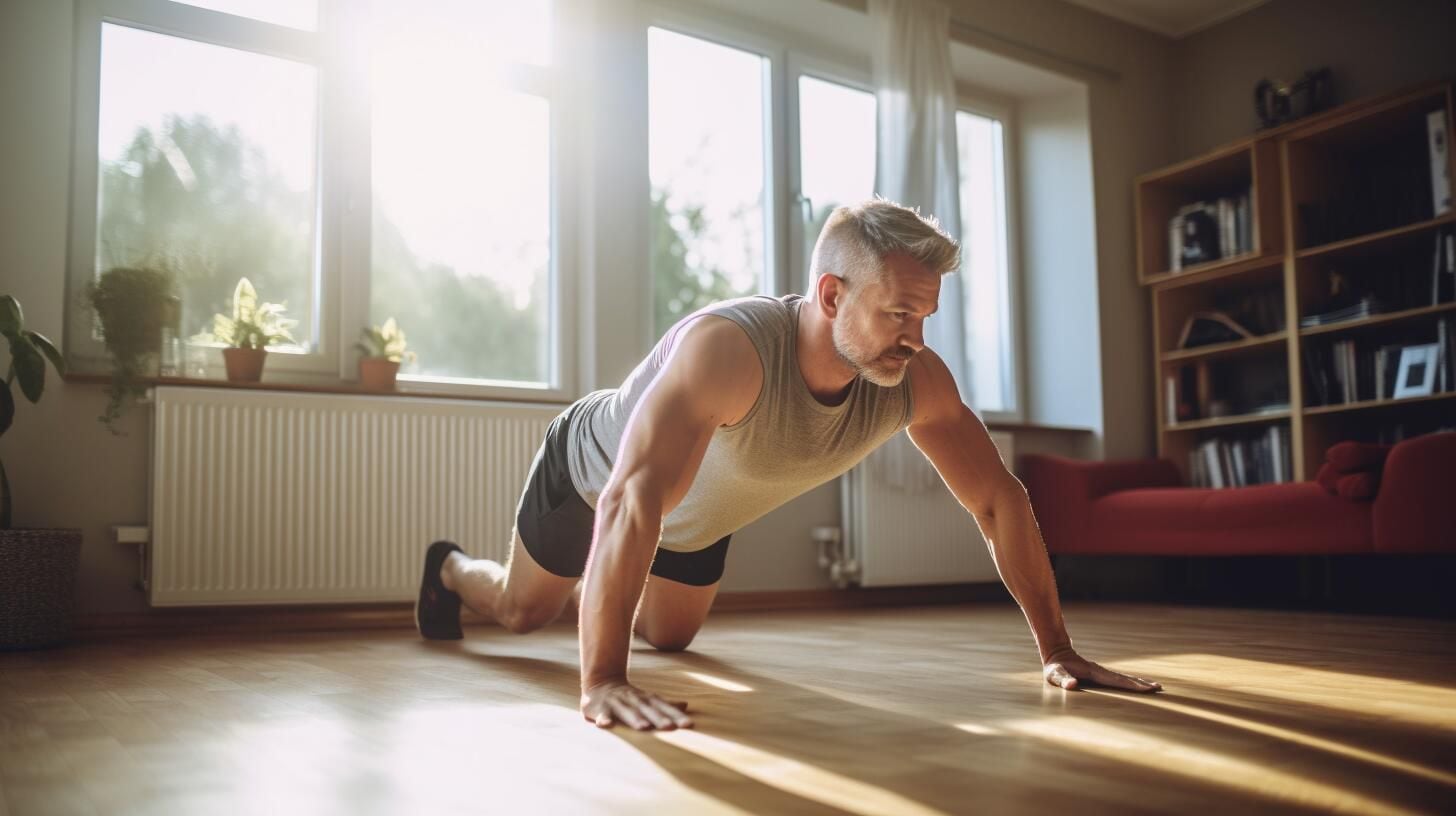 Esfuerzo en casa: La imagen muestra el compromiso de una persona en su hogar, abrazando un estilo de vida activo con fitness, yoga y ejercicio. Dedicación hacia el cuidado personal y la promoción de una vida saludable. (Imagen Ilustrativa Infobae)