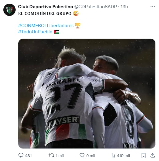 Con las declaraciones de Casale que han envejecido mal, el club chileno se pronunció - crédito Palestino de Chile / X
