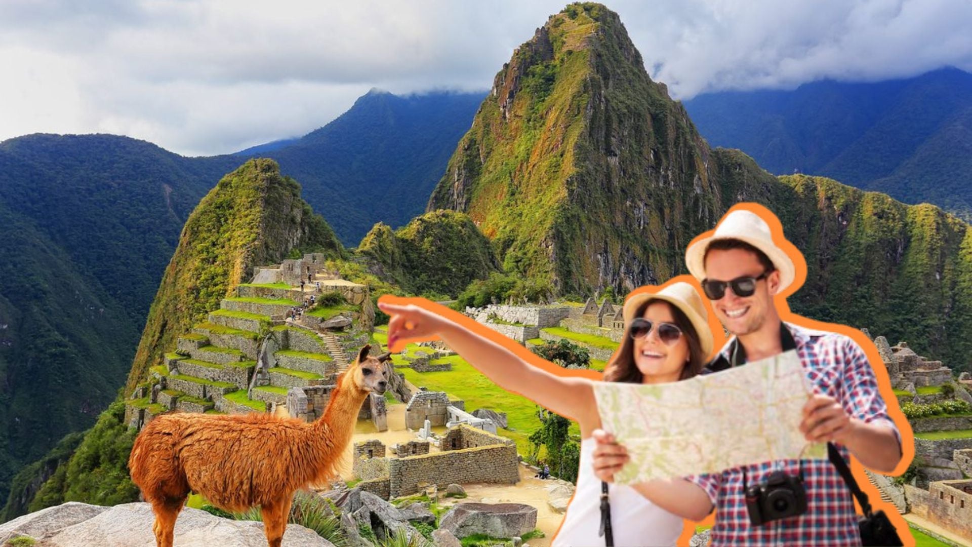 Turistas en Machu Picchu, Perú.