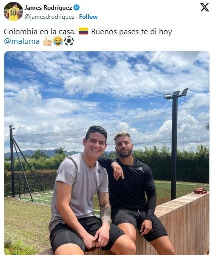 James Rodríguez junto a Maluma, quien es su amigo y ha ido a jugar en varias ocasiones a la casa del futbolista de la selección Colombia - crédito James Rodríguez / Instagram