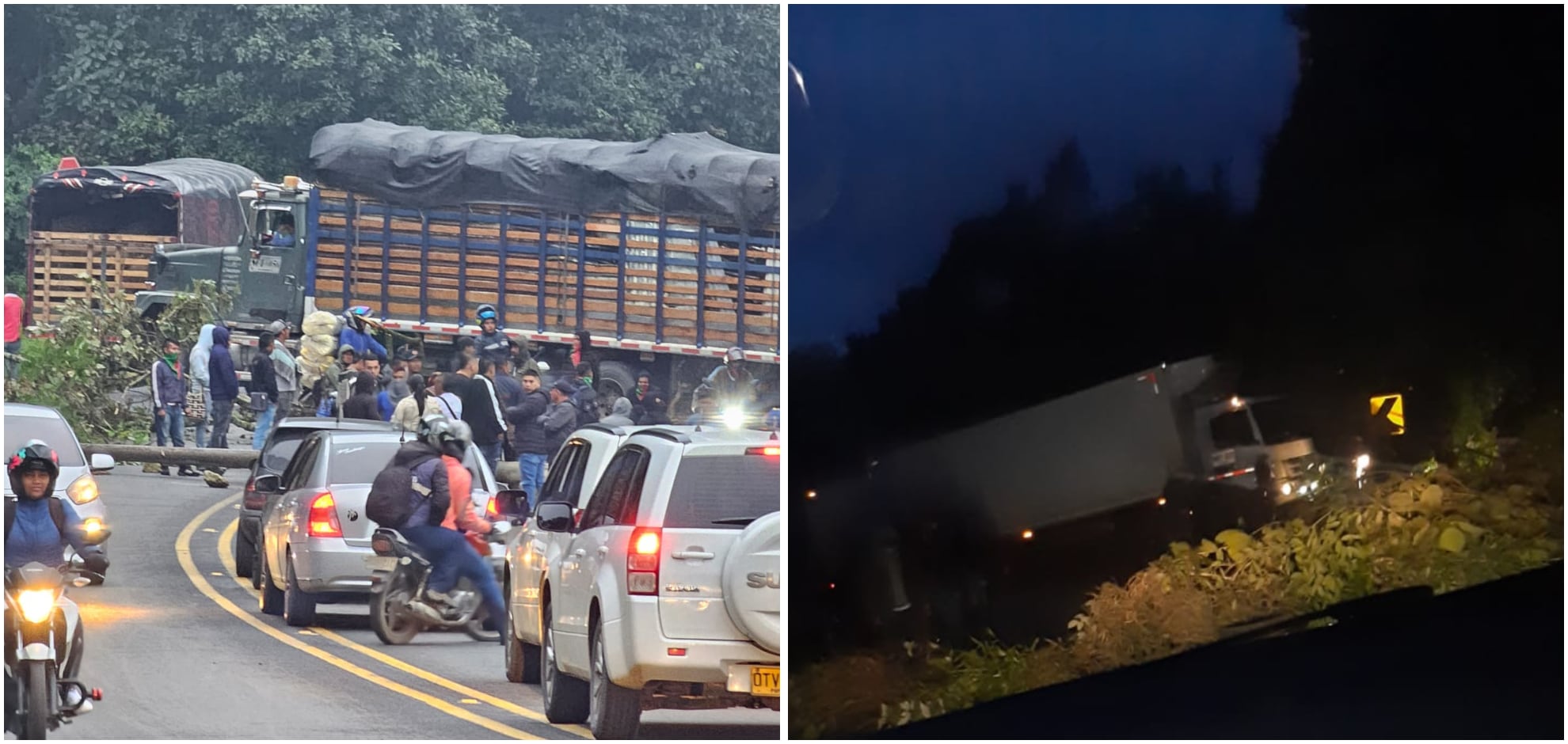 Bloqueos en la vía Panamericana entre Cali y Popayán - crédito @Juanck2711 / X