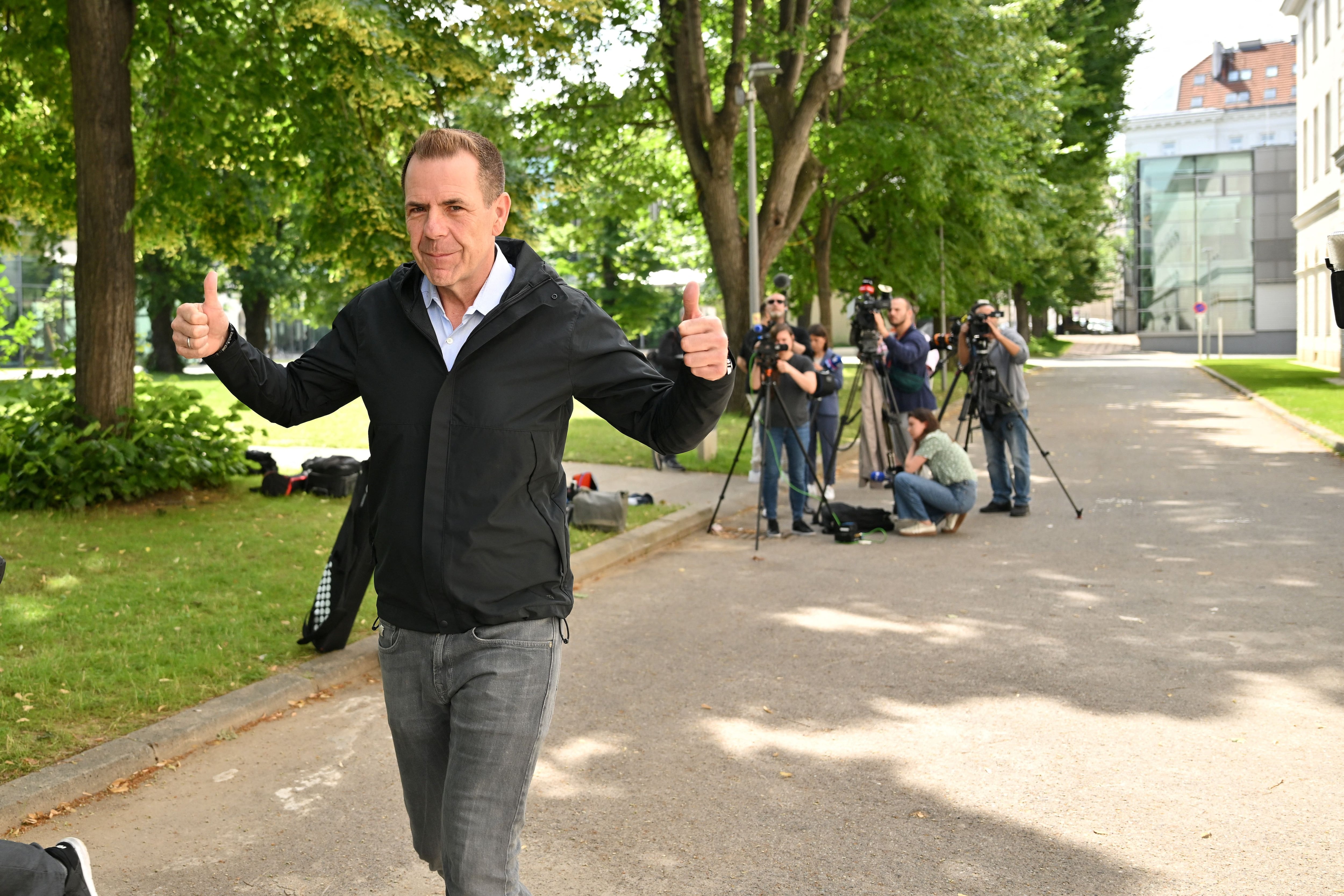 El principal candidato del Partido Liberal de Austria (FPOE) a las elecciones europeas, Harald Vilimsky (REUTERS/Elisabeth Mandl)