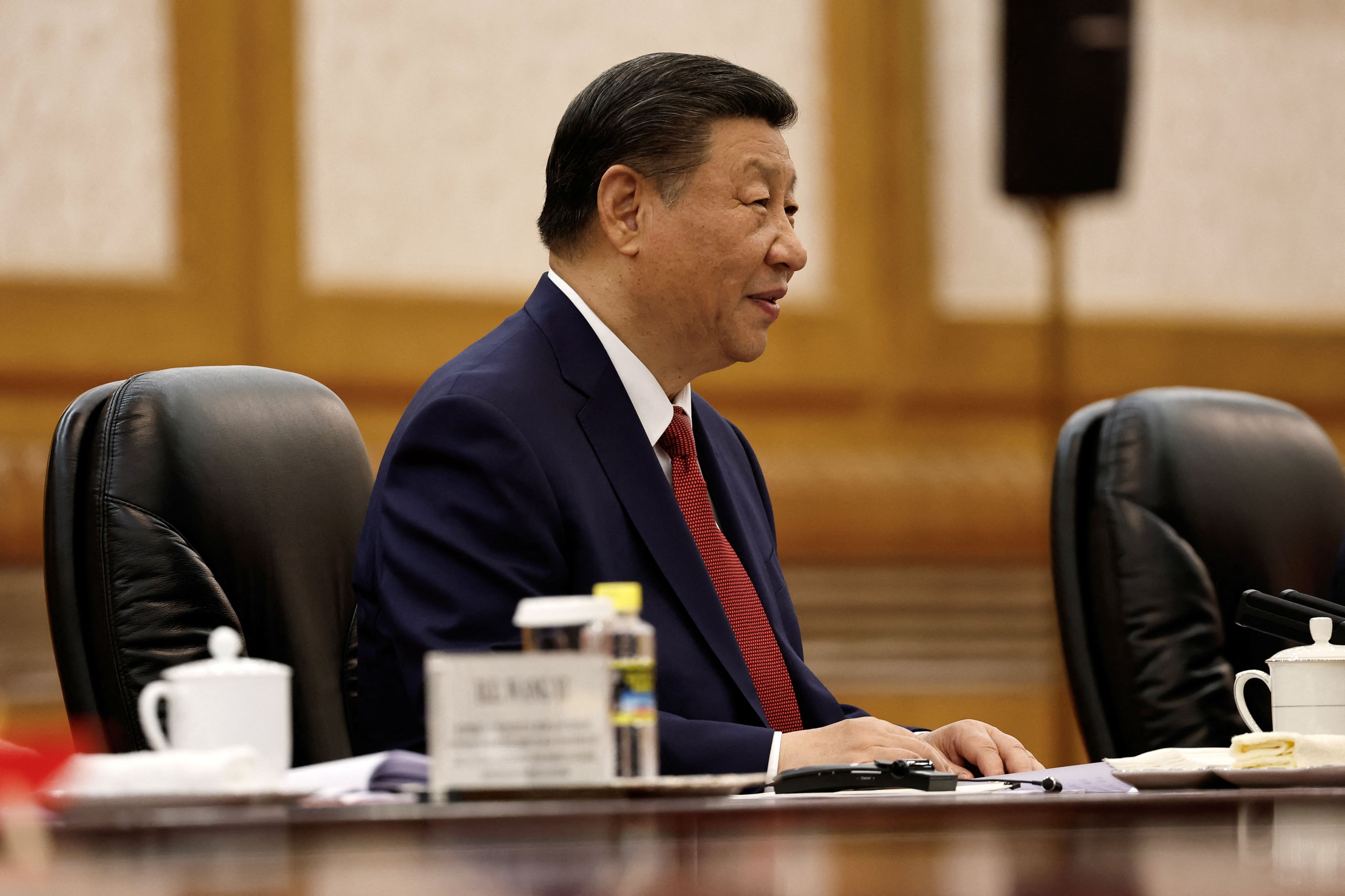 Chinese President Xi Jinping attends a meeting with Bahrain's King Hamad bin Isa Al Khalifa (not pictured) at the Great Hall of the People in Beijing, China May 31, 2024. REUTERS/Tingshu Wang/Pool