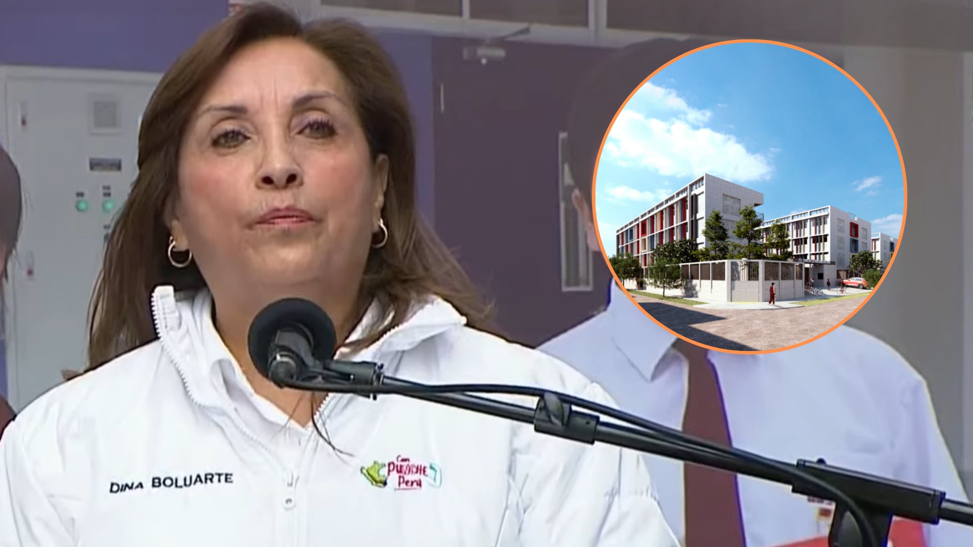 Durante la ceremonia, la mandataria resaltó la importancia de seguir fortaleciendo el sistema educativo y anunció la construcción de más centros bicentenario hasta el 2026. (composición: Infoabe / captura)