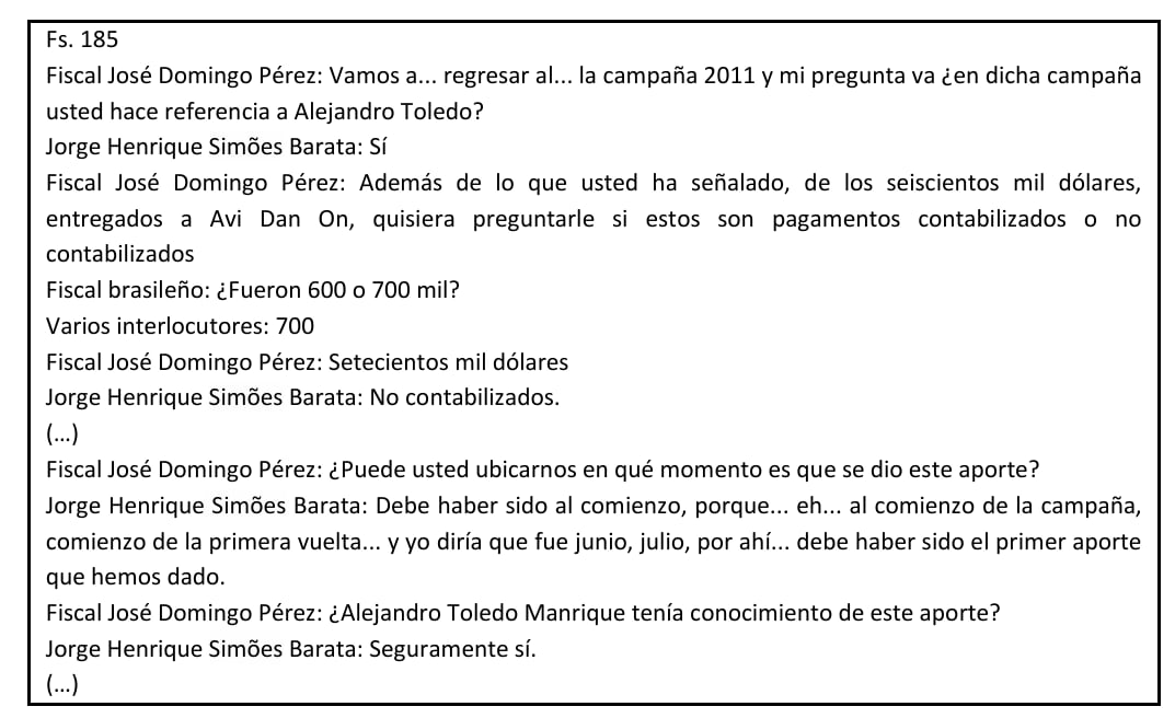 Extracto de un interrogatorio a Jorge Barata