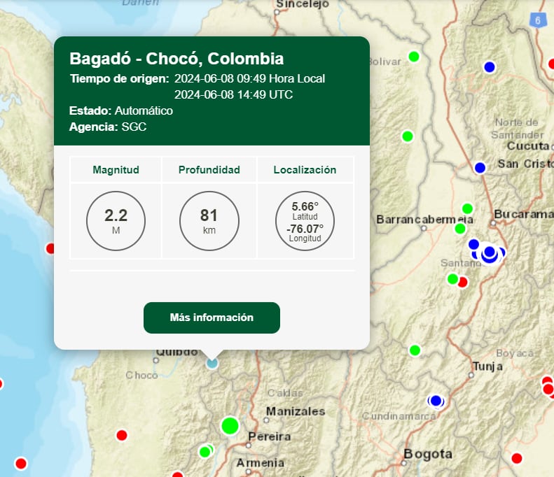 Sismo leve en el Chocó - crédito SGC