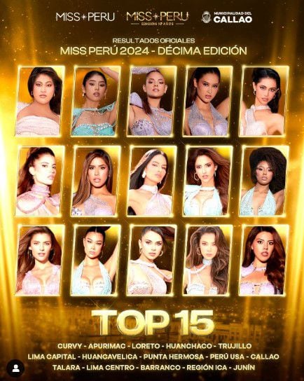 Miss Perú EN VIVO: top 15 de las candidatas a la corona.