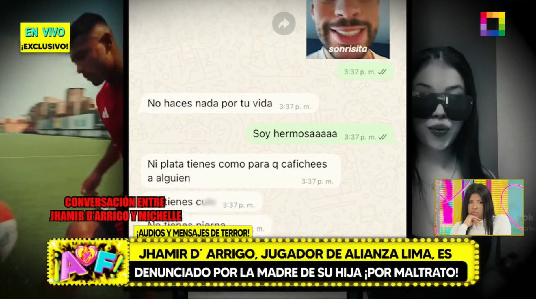 Chats del jugador insultando a la madre de su hija.