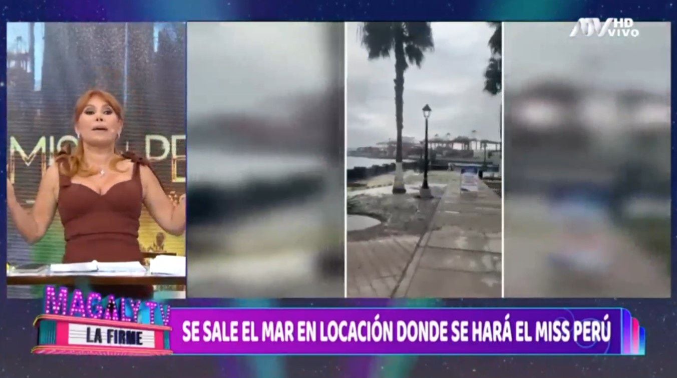 Magaly Medina se burla porque se sale el mar en locación donde se hará el ‘Miss Perú’. (Captura: Magaly TV La Firme)