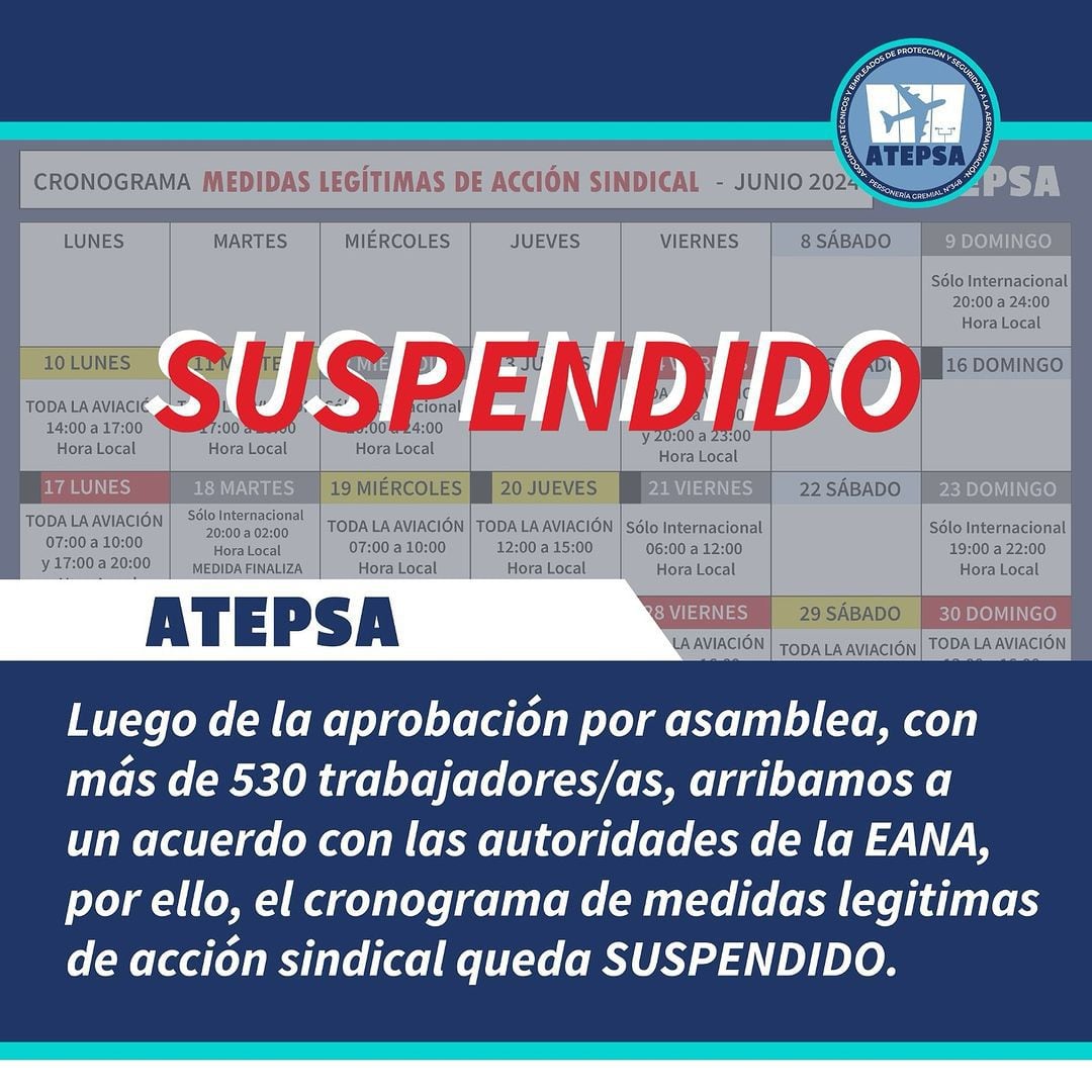 Suspendieron la protesta de controladores aéreos