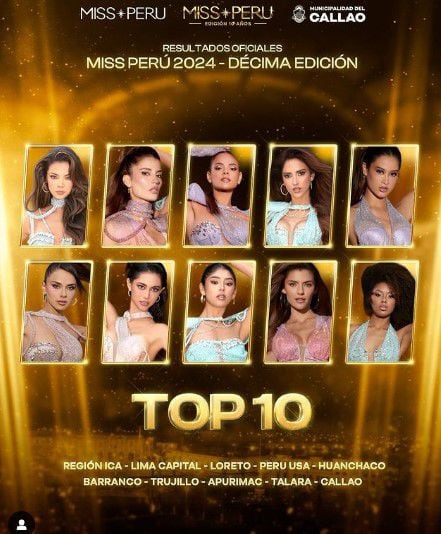 Top 10 de las aspirantes a la corona del Miss Perú 2024.