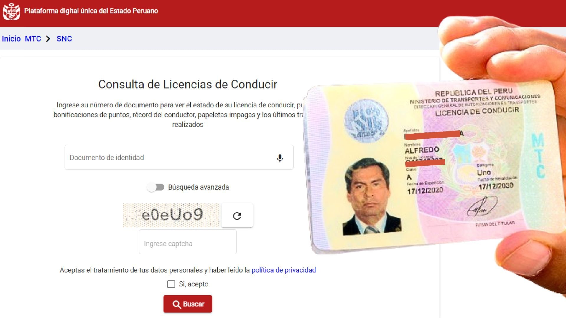 Consulta si tu licencia de conducir figura en la plataforma del MTC, Perú, 2024