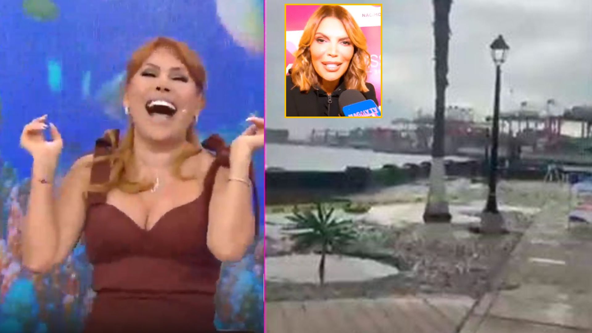 Magaly Medina se burla porque se sale el mar en locación donde se hará el ‘Miss Perú’. (Captura: Magaly TV La Firme)