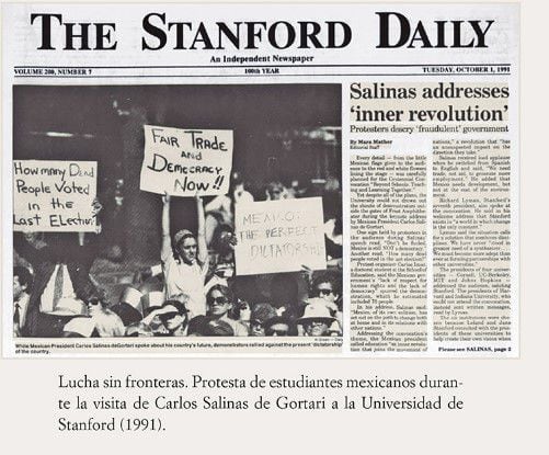 Claudia Sheinbaum sostiene un cartel en una protesta de estudiantes en 1991. (Imagen incluida en la biografía de Arturo Cano)