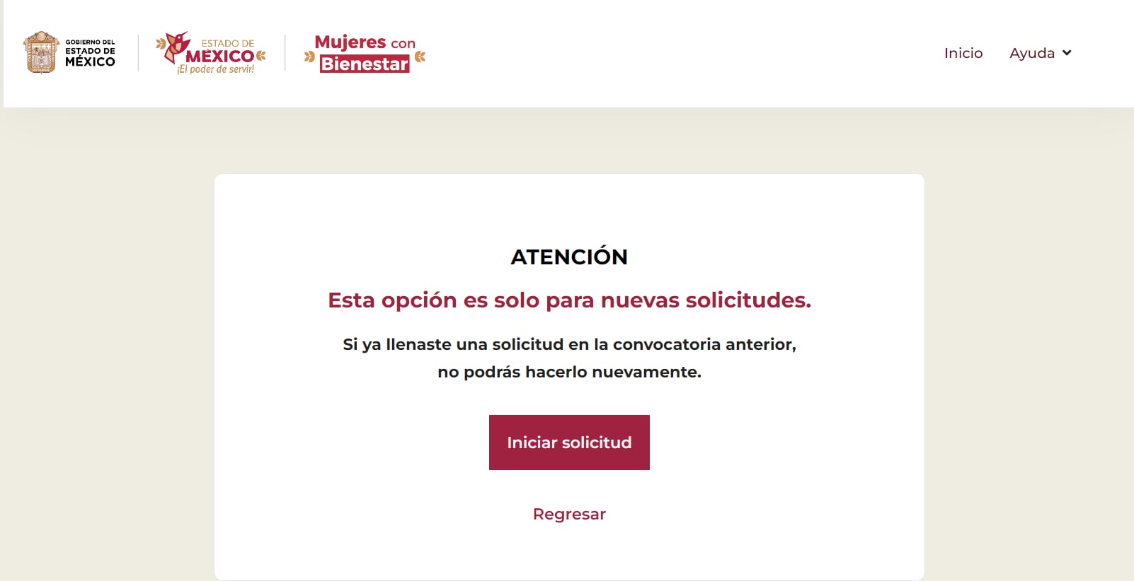 El registro es sólo para mujeres que no han hecho el trámite anteriormente (Mujeres con Bienestar)