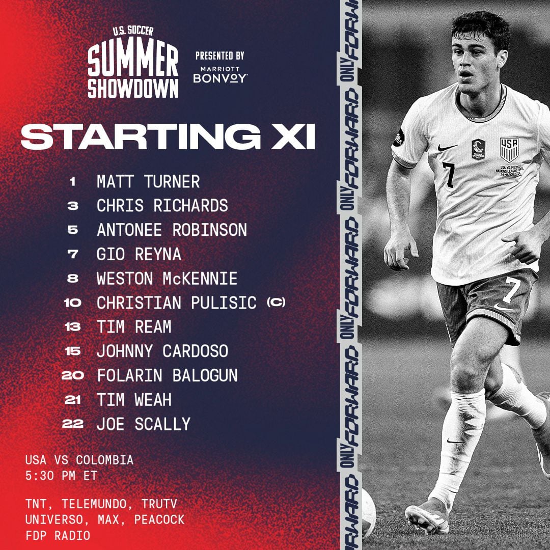 Los once titulares de Estados Unidos para enfrentar a Colombia - crédito @USMNT/X