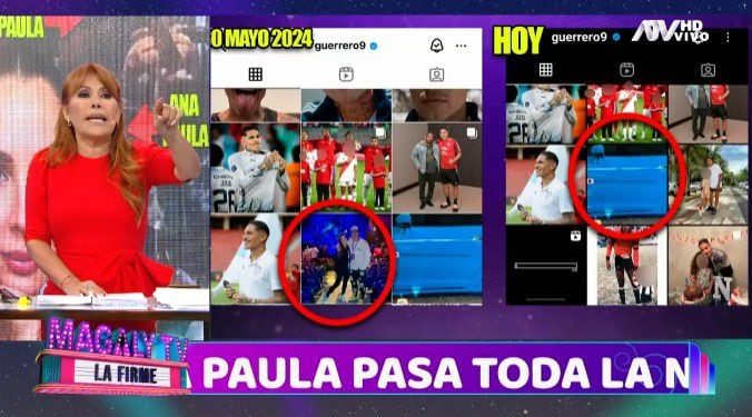 Paolo Guerrero borra todas sus fotos con Ana Paula Consorte tras imágenes de Magaly Medina. (Captura: Magaly TV La Firme)