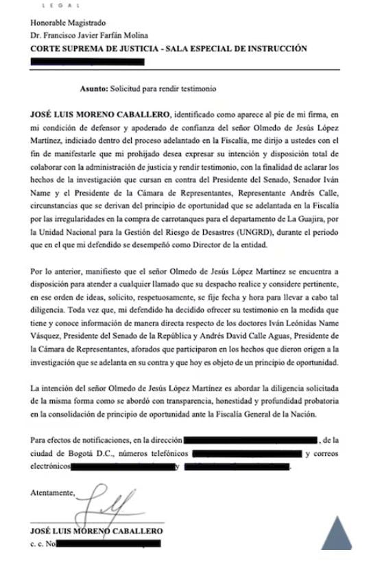 Solicitud de Olmedo López para que la Corte Suprema de Justicia lo escuche en calidad de testigo - crédito José Luis Moreno