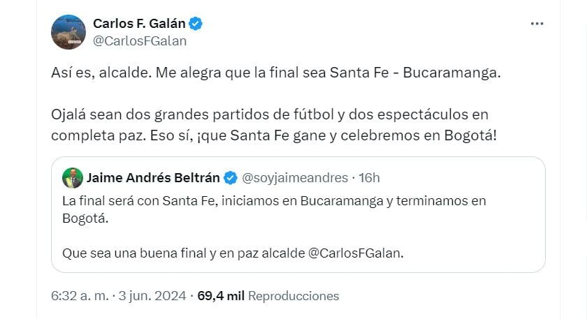 Carlos Fernando Galán en X