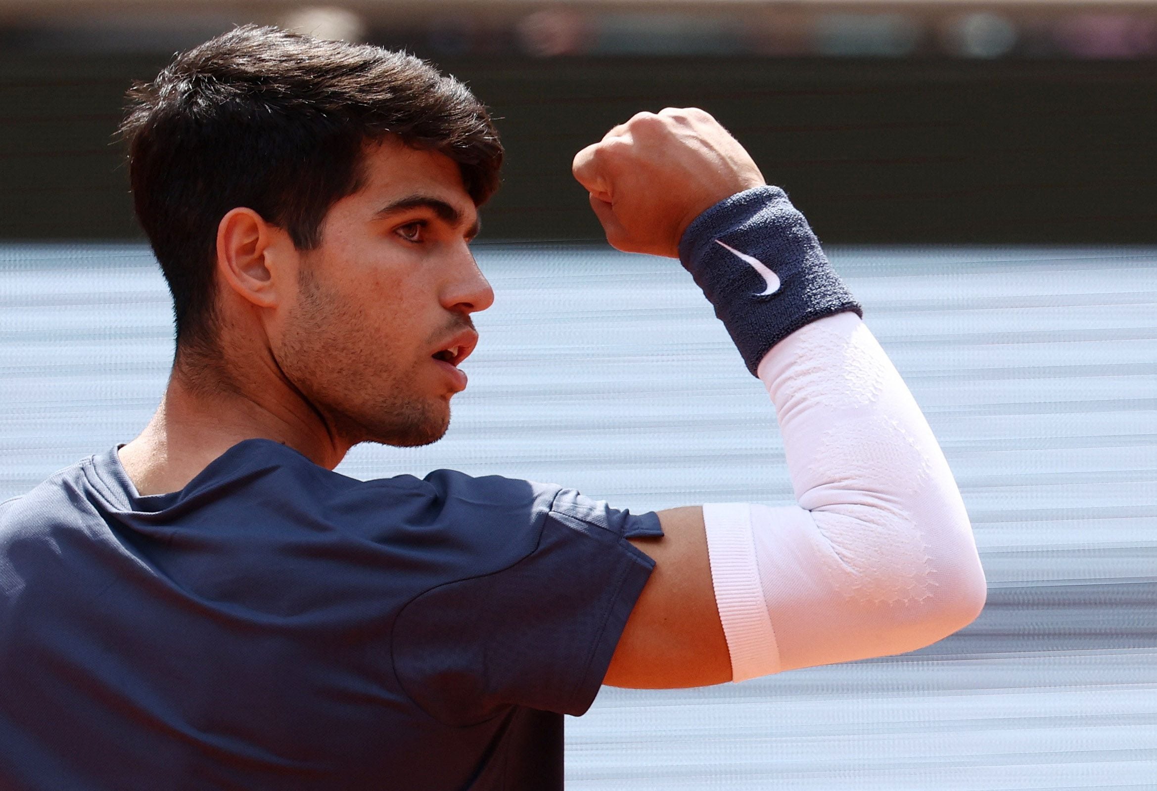 Alcaraz, durante la final. (Stephanie Lecocq/Reuters)