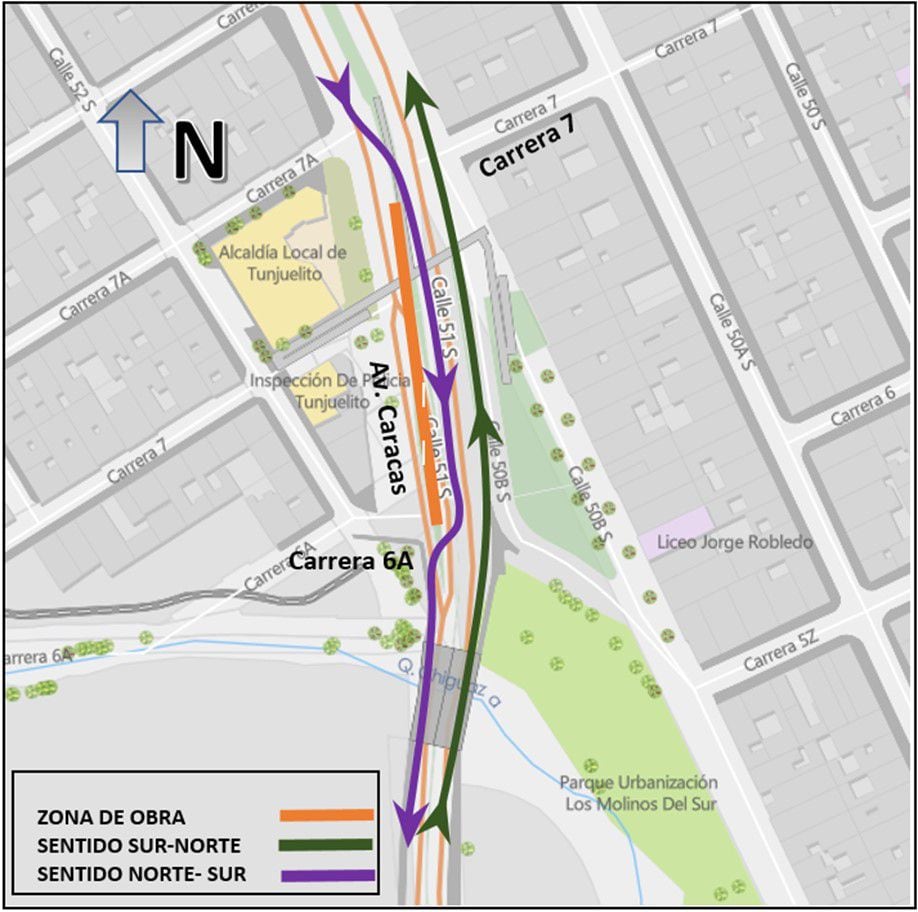 Obreros realizarán desmontaje nocturno en la avenida Caracas hasta agosto de 2024 - crédito Secretaría de Movilidad