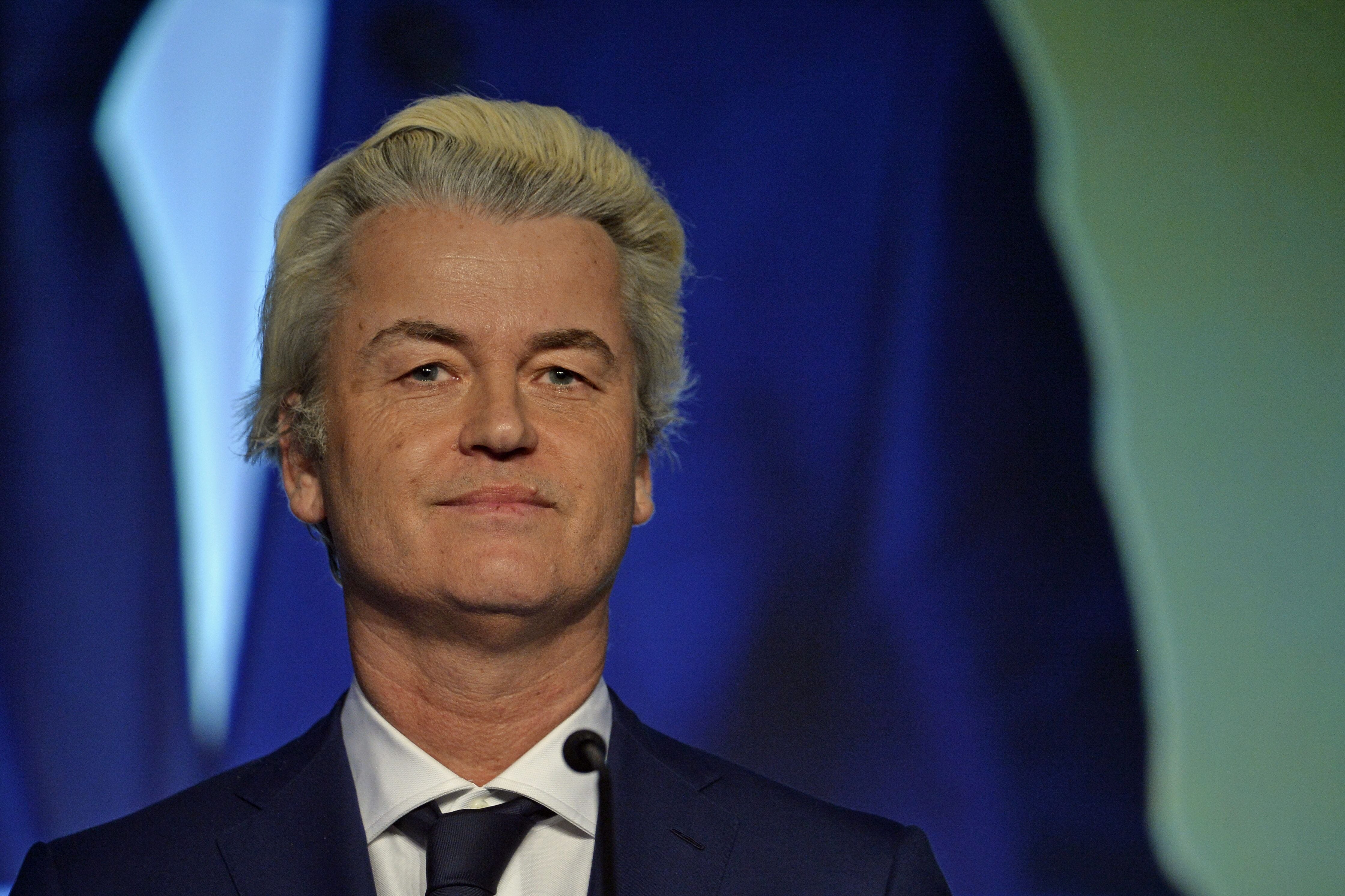 Geert Wilders durante la convención de Vlaams Belang, en una foto de archivo. )Europa Press/Contacto/Dirk Waem)