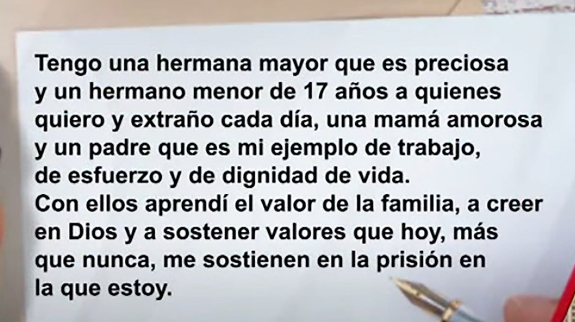 Carta de Matías Benicelli, caso Fernando Baéz Sosa