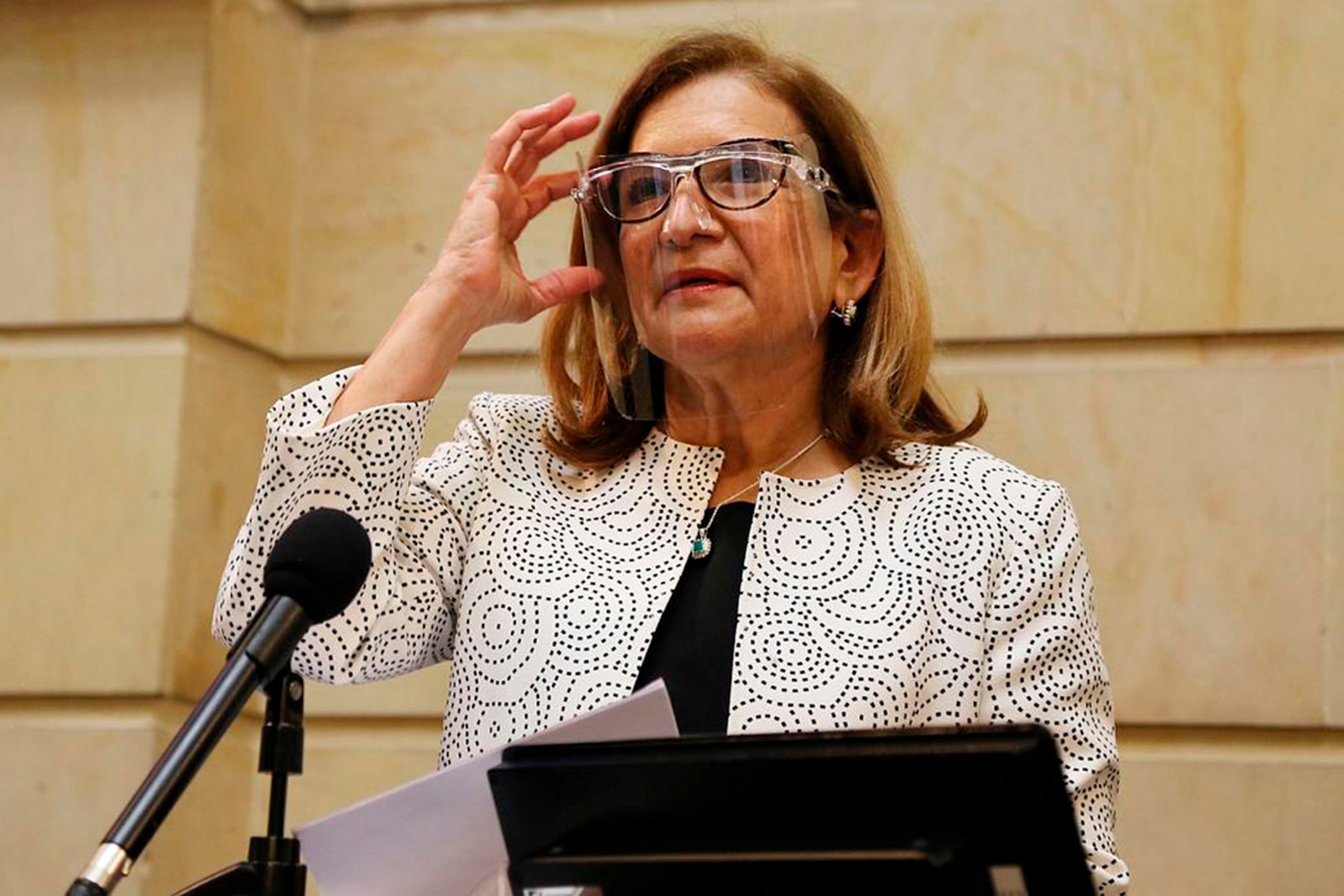 Fotografía cedida este jueves por el Congreso de Colombia que muestra a la nueva procuradora general de Colombia Margarita Cabello Blanco, mientras pronuncia un discurso en Bogotá (Colombia). EFE/ Leonardo Vargas Congreso de Colombia
