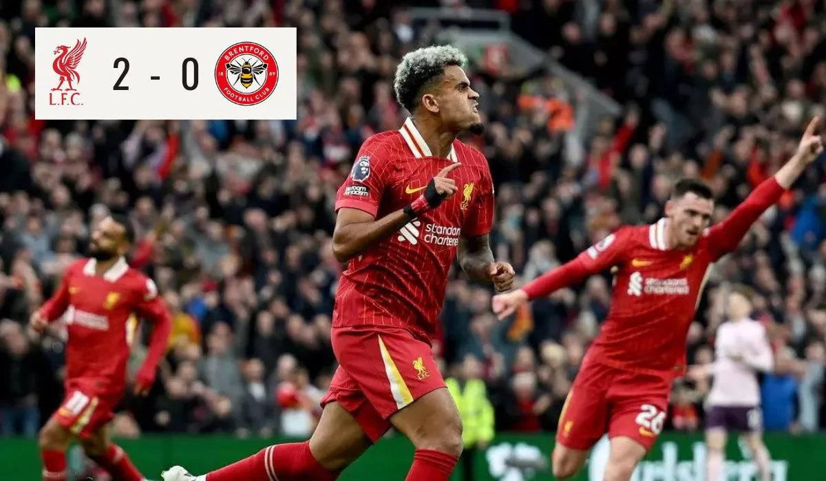 Luis Díaz marcó en la victoria del Liverpool por 2-0 sobre el Brentford.