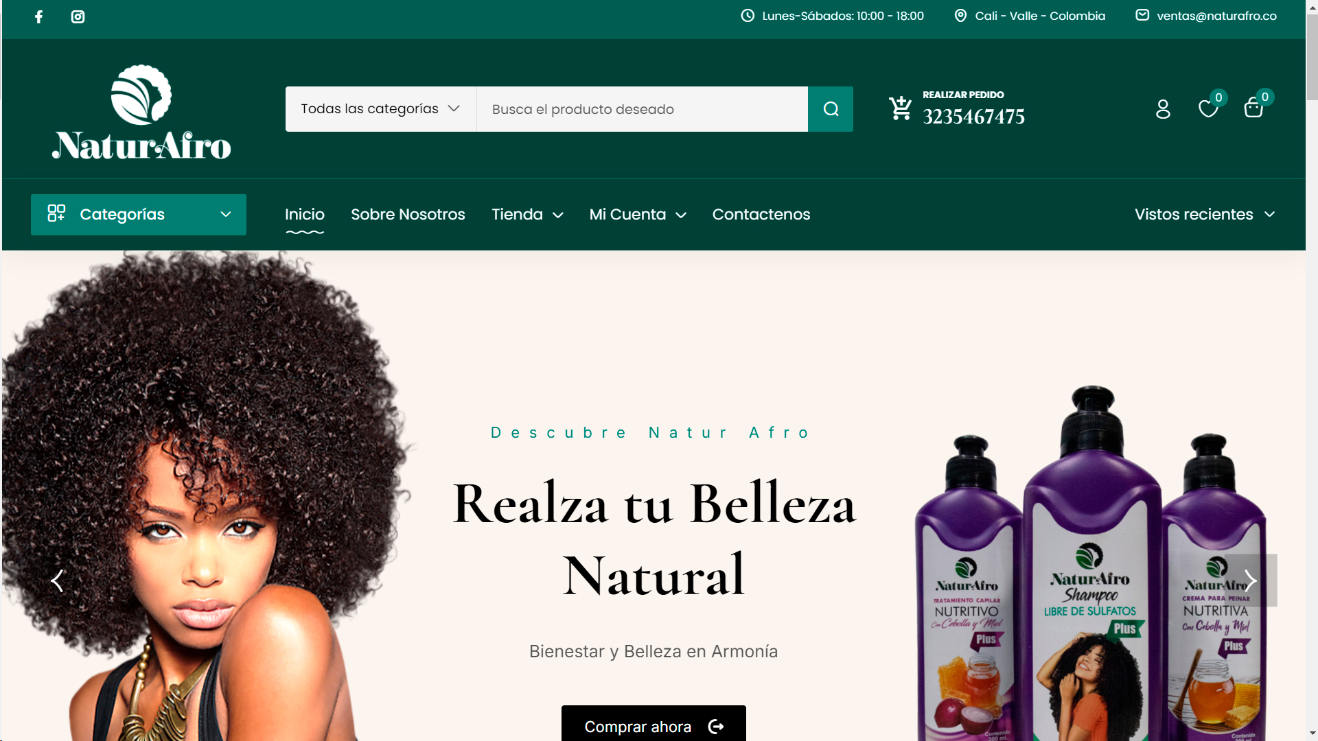 Diseño Web, Tienda Online y Posicionamiento SEO para Natur Afro